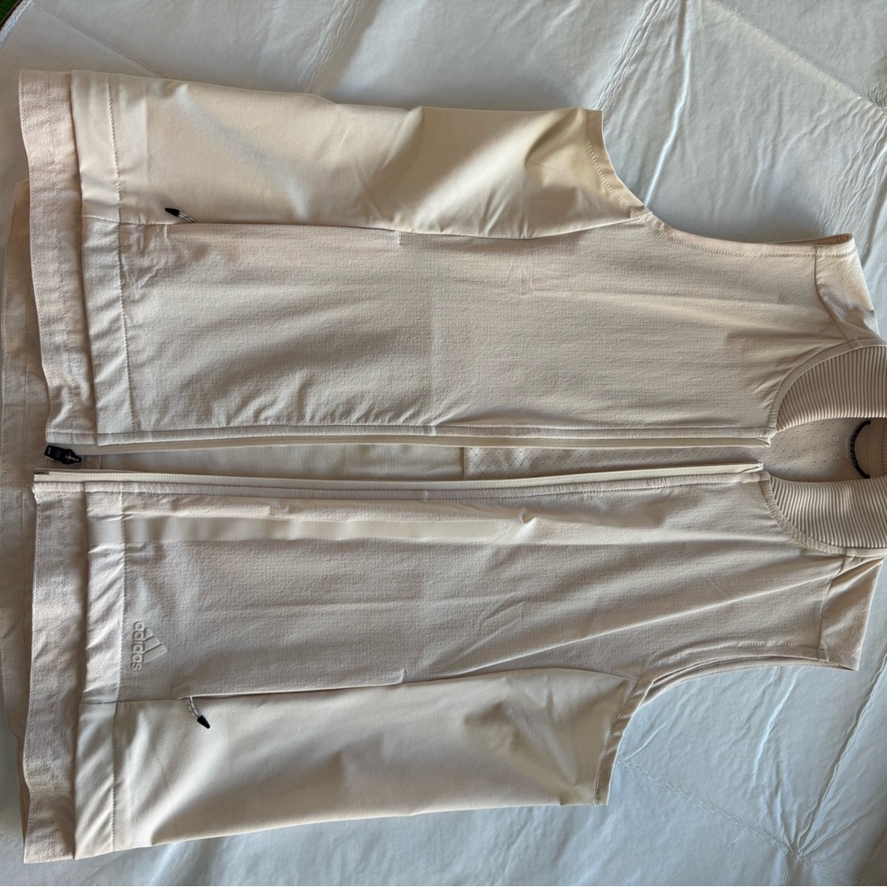 Adidas Beige Ribbed Collar Vest